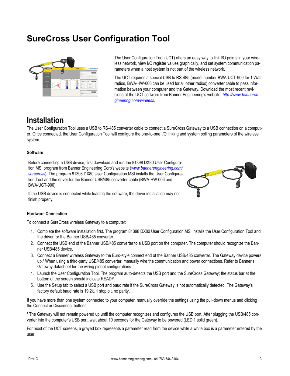 Surecross user configuration tool, Installation | Banner SureCross DX80 Wireless Networks User Manual | Page 3 / 31