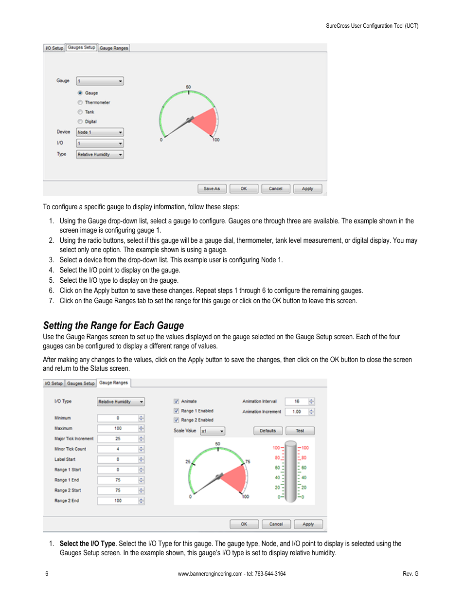 Setting the range for each gauge | Banner SureCross DX80 Wireless Networks User Manual | Page 6 / 31