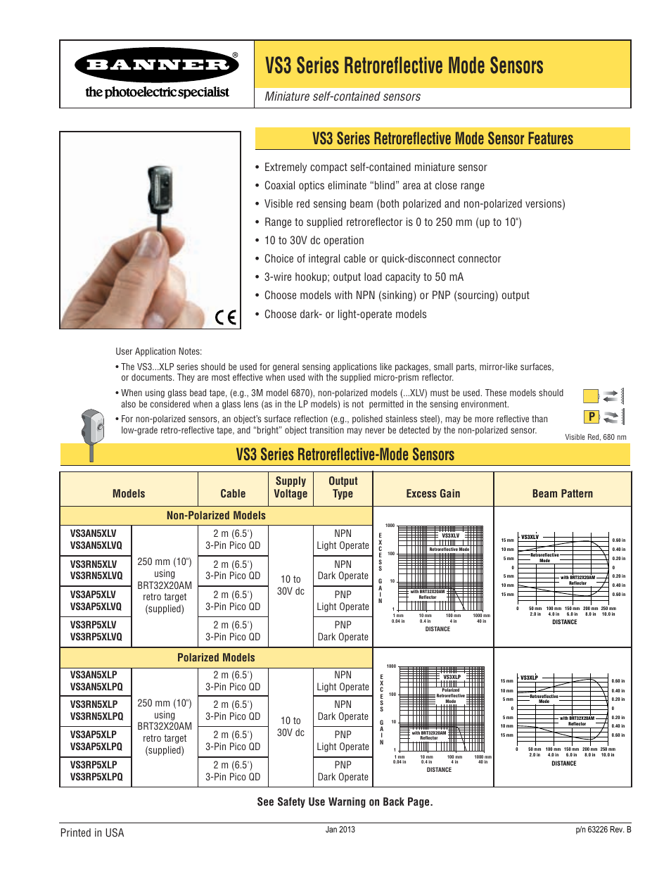 Banner VS3 Series User Manual | 5 pages