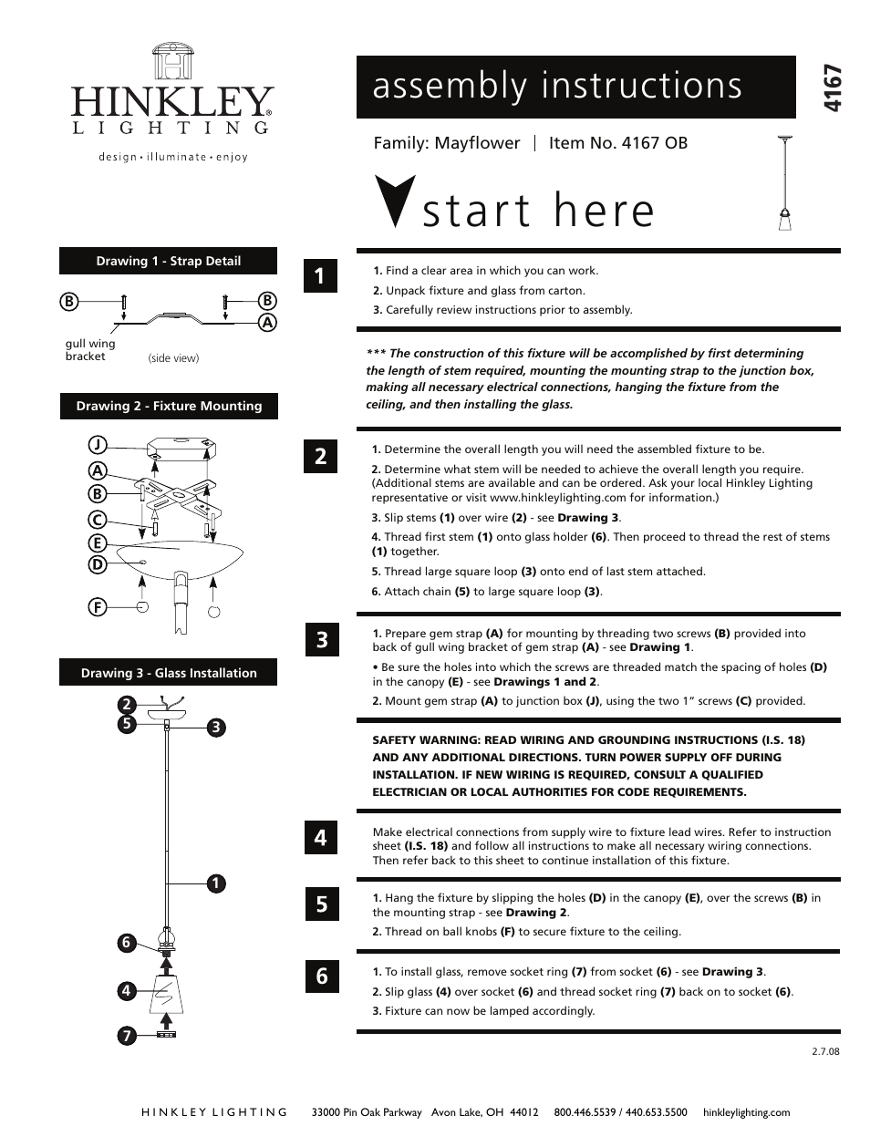 Hinkley Lighting MAYFLOWER 4167OB User Manual | 2 pages