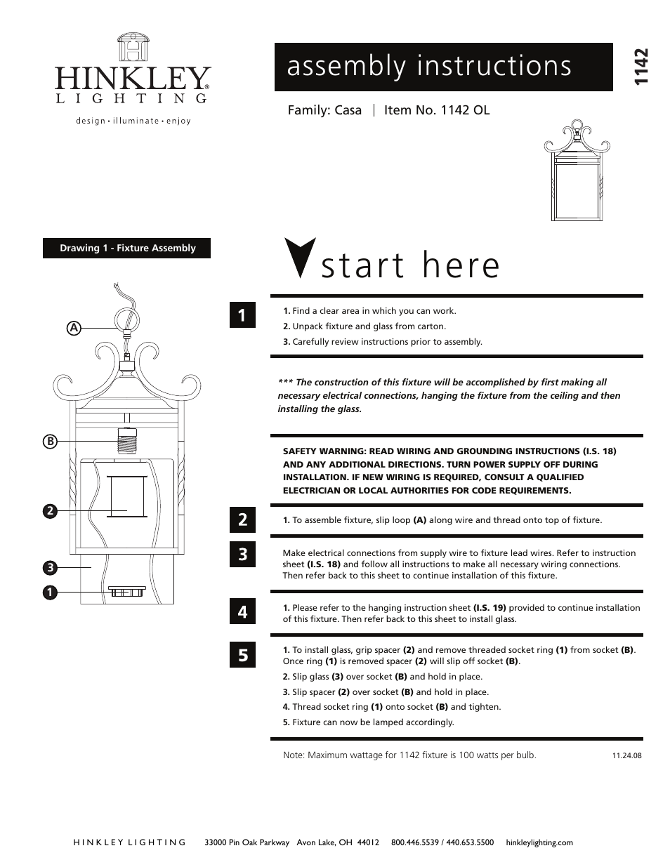 Hinkley Lighting CASA 1142OL User Manual | 2 pages