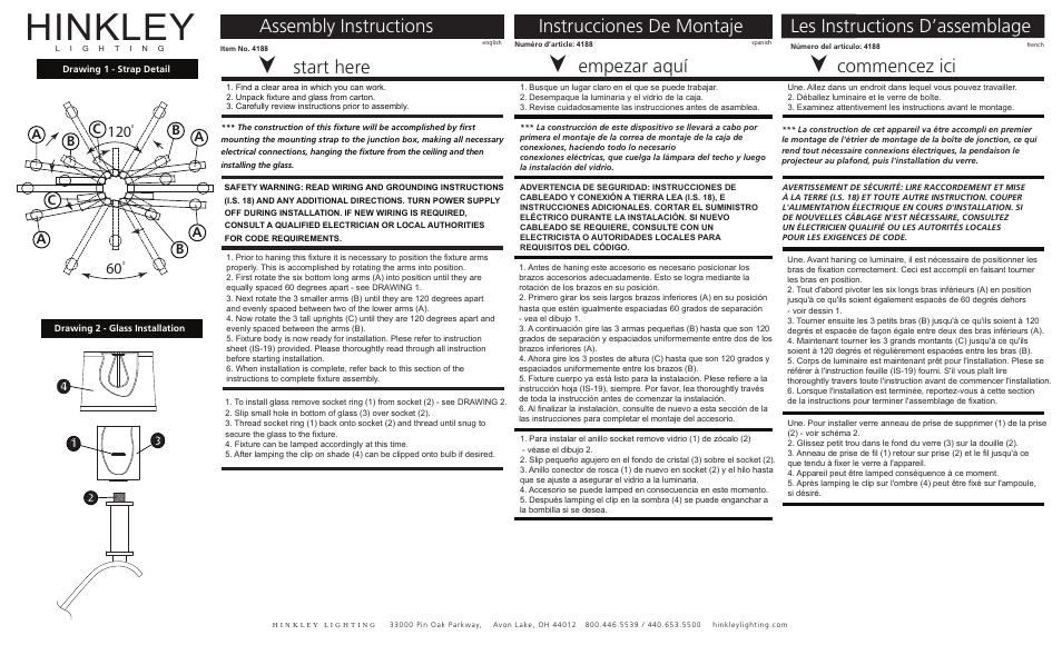 Hinkley Lighting CLARA 4188BN User Manual | 3 pages