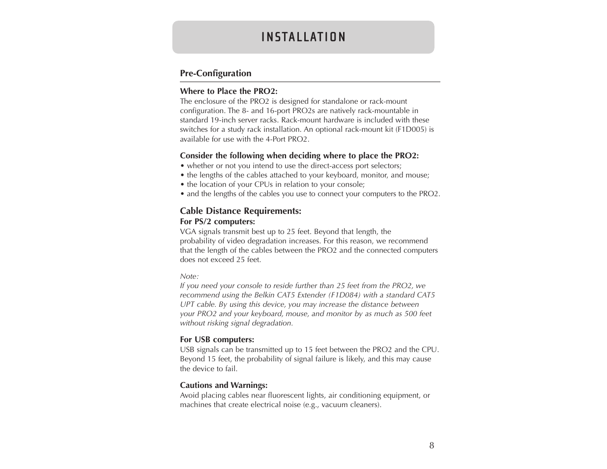 I n sta l l at i o n | Belkin F1DA104T User Manual | Page 10 / 37