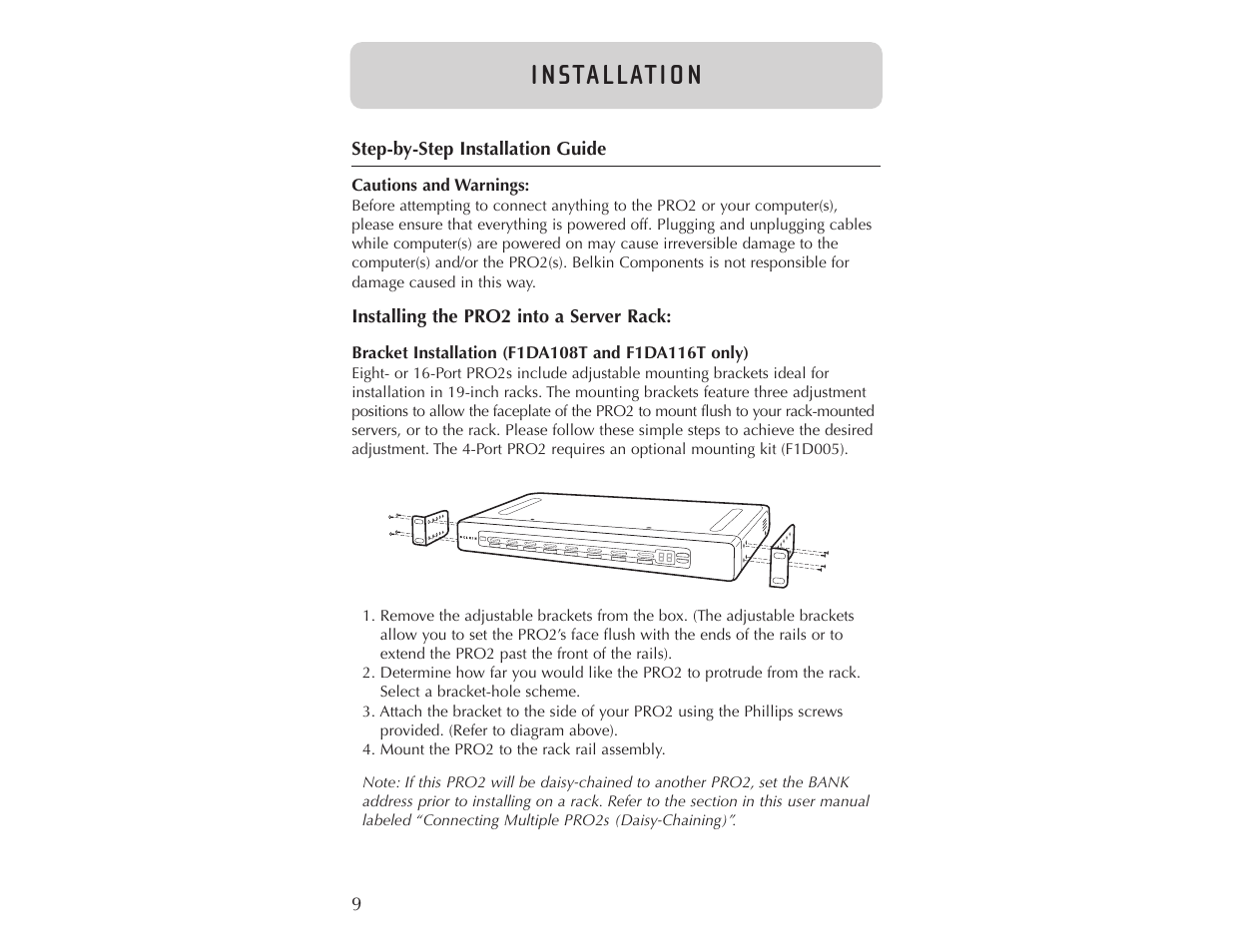 I n sta l l at i o n | Belkin F1DA104T User Manual | Page 11 / 37