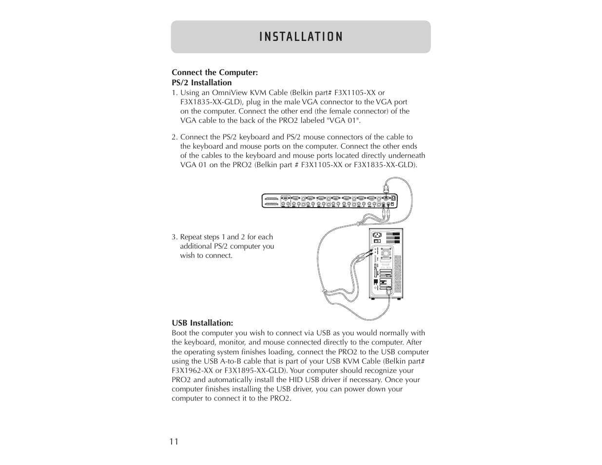 I n sta l l at i o n | Belkin F1DA104T User Manual | Page 13 / 37