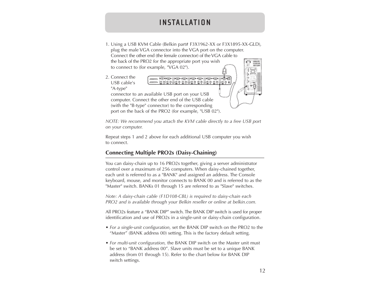 I n sta l l at i o n | Belkin F1DA104T User Manual | Page 14 / 37
