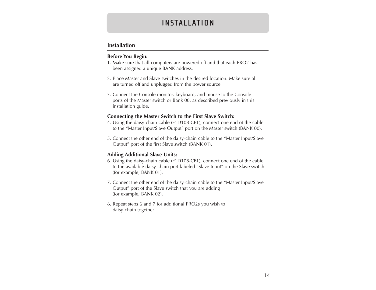 I n sta l l at i o n | Belkin F1DA104T User Manual | Page 16 / 37