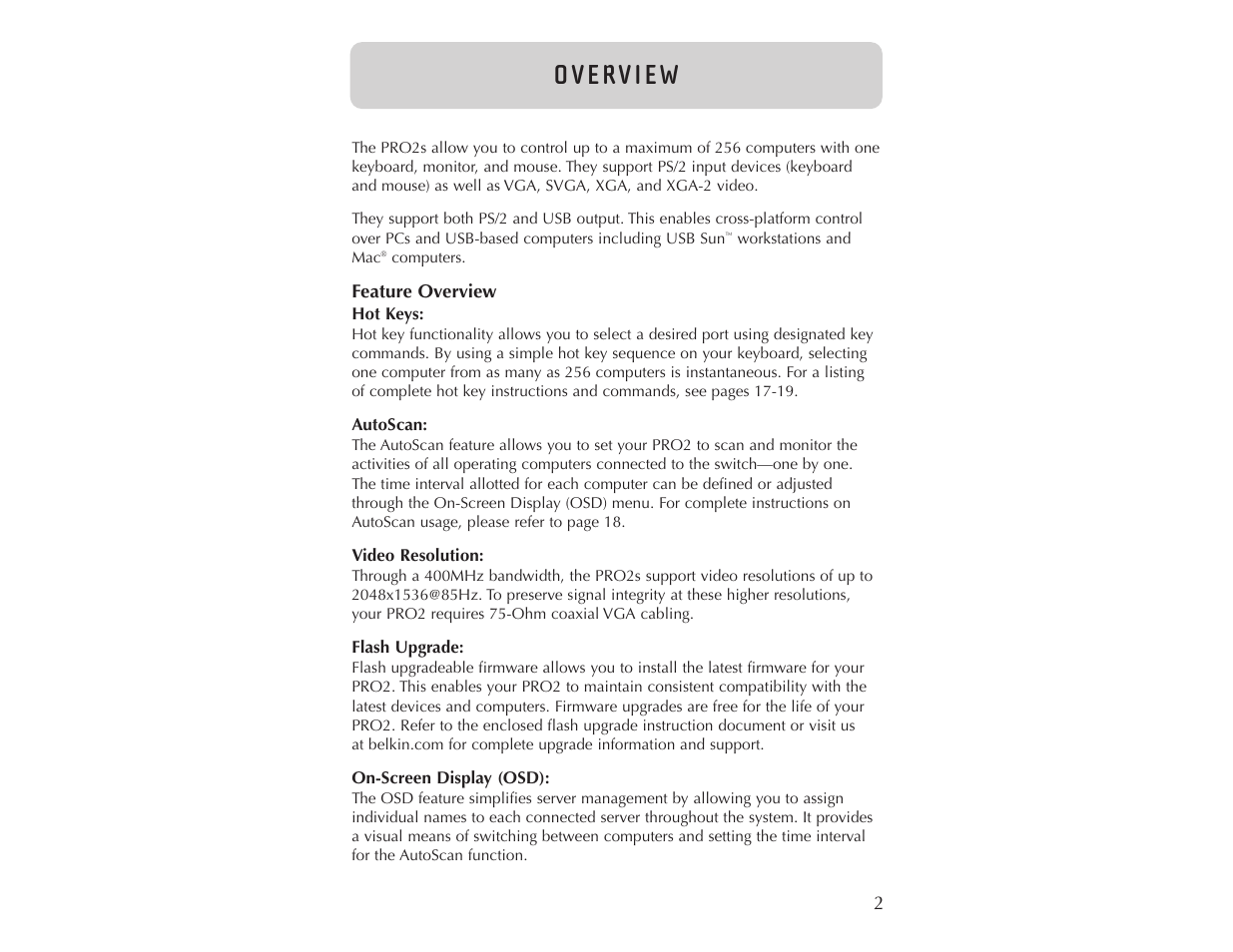O v e rv i e w | Belkin F1DA104T User Manual | Page 4 / 37