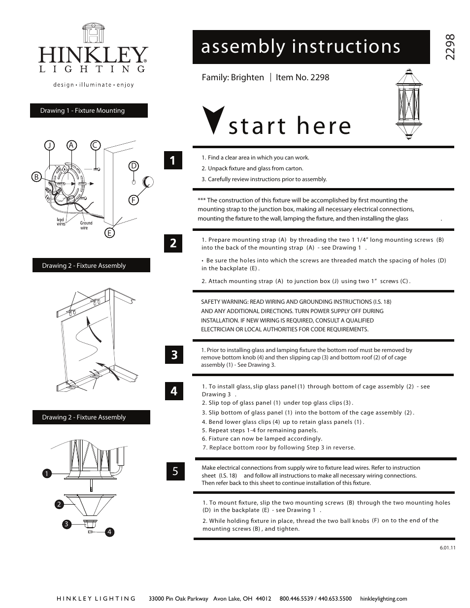 Hinkley Lighting BRIGHTON 2298 User Manual | 2 pages