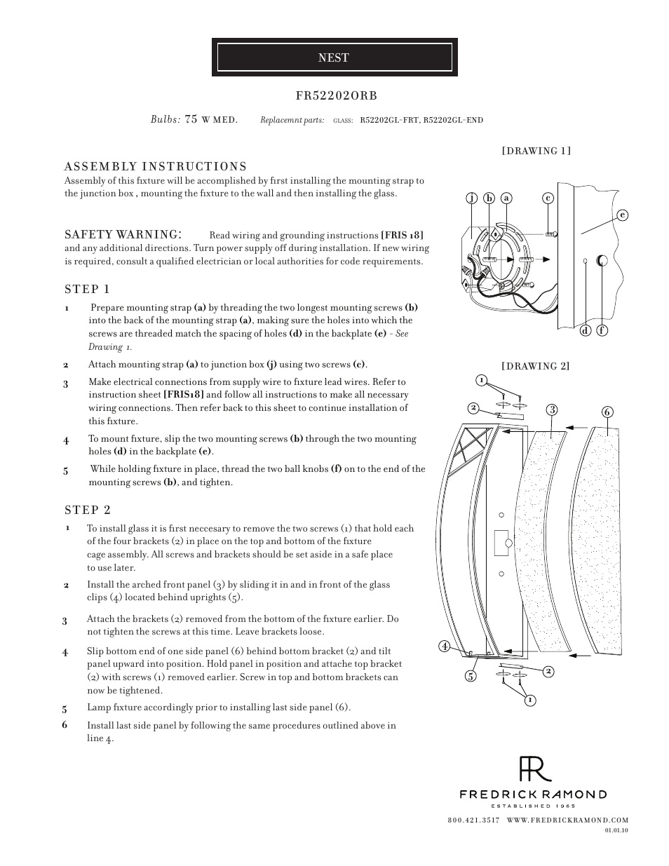 Hinkley Lighting NEST FR52202ORB User Manual | 1 page