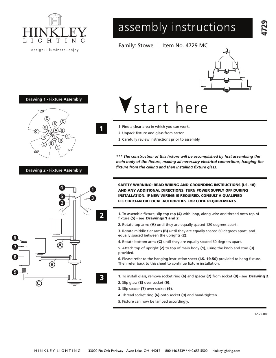 Hinkley Lighting STOWE 4729MC User Manual | 3 pages