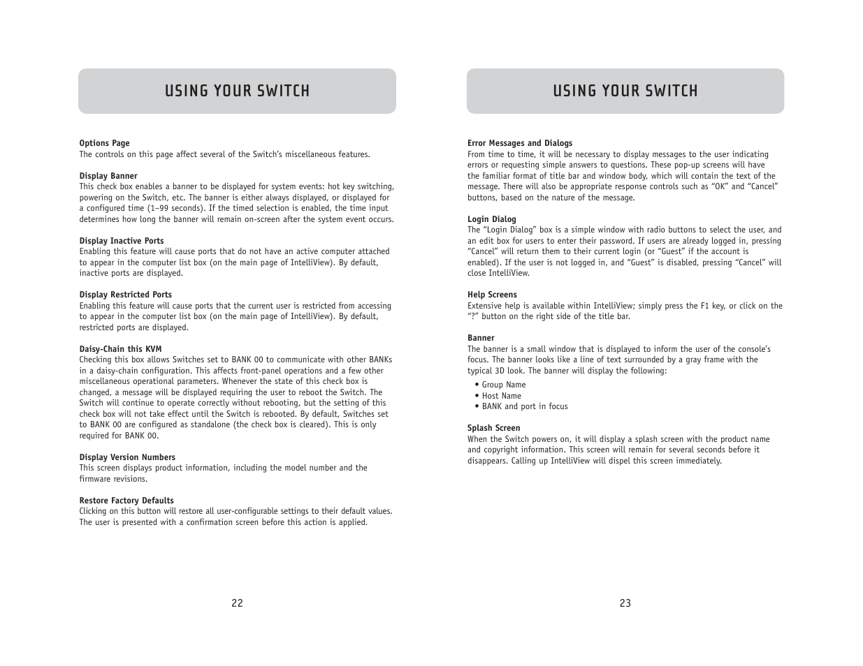 Using your switch | Belkin F1DC108B User Manual | Page 13 / 15