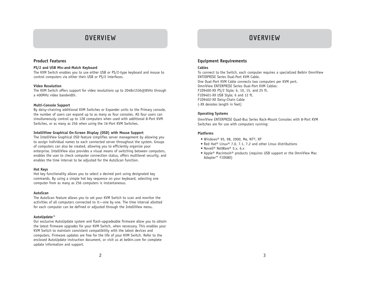 Overview | Belkin F1DC108B User Manual | Page 3 / 15