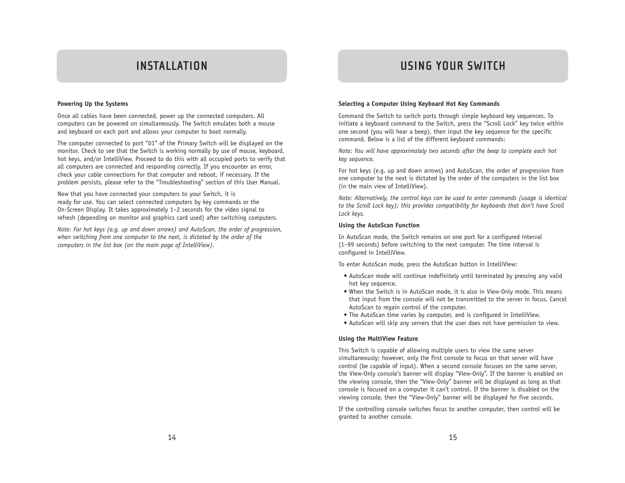 Using your switch, Using your switch installation | Belkin F1DC108B User Manual | Page 9 / 15