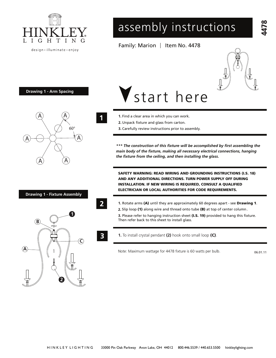 Hinkley Lighting MARION 4478TB User Manual | 3 pages