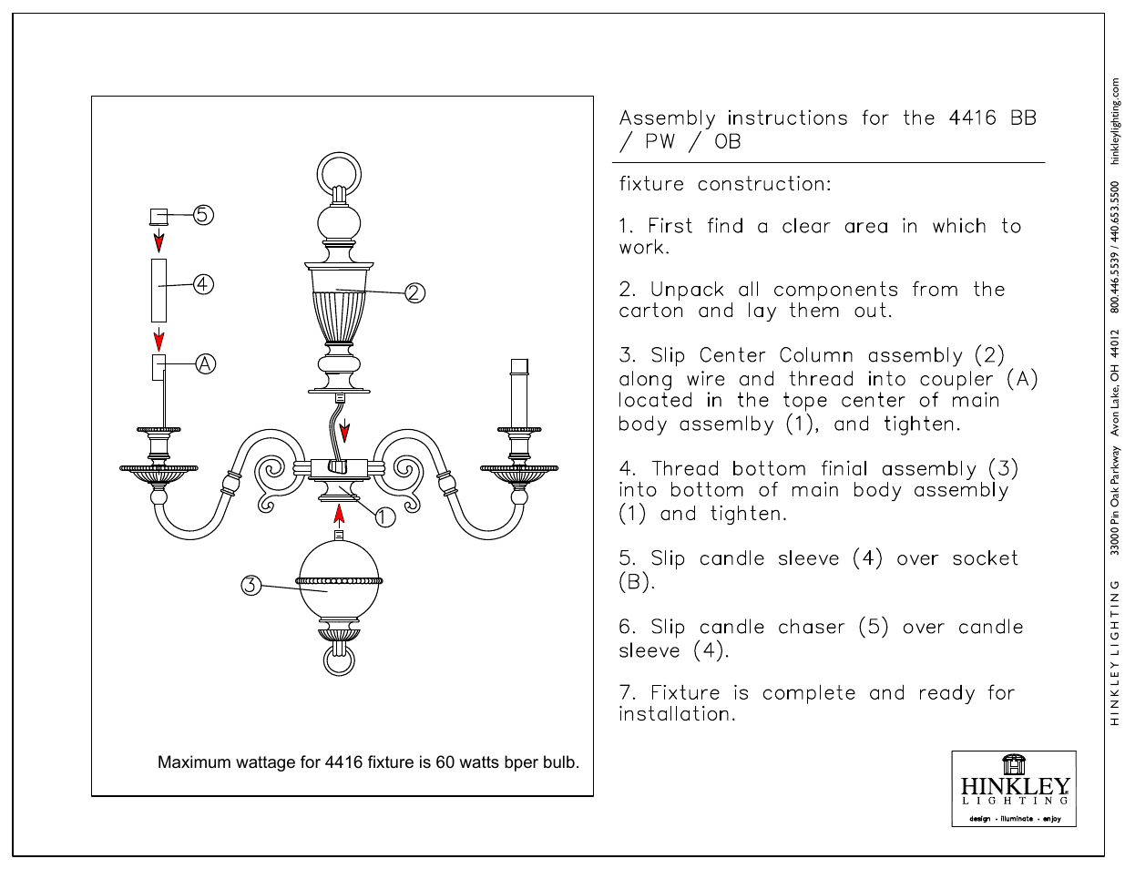 Hinkley Lighting CAMBRIDGE 4416PW User Manual | 2 pages