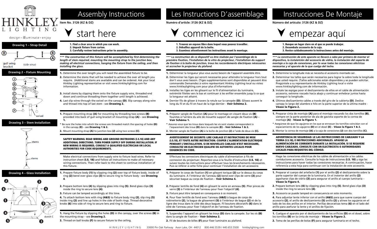 Hinkley Lighting AMELIA 3126 User Manual | 3 pages