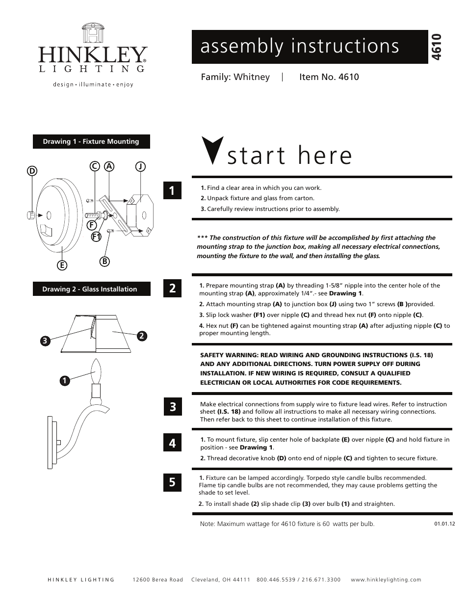 Hinkley Lighting WHITNEY 4610BN User Manual | 2 pages
