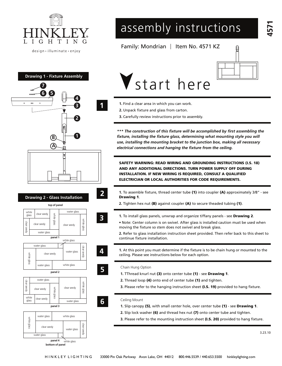 Hinkley Lighting MONDRIAN 4571KZ User Manual | 3 pages
