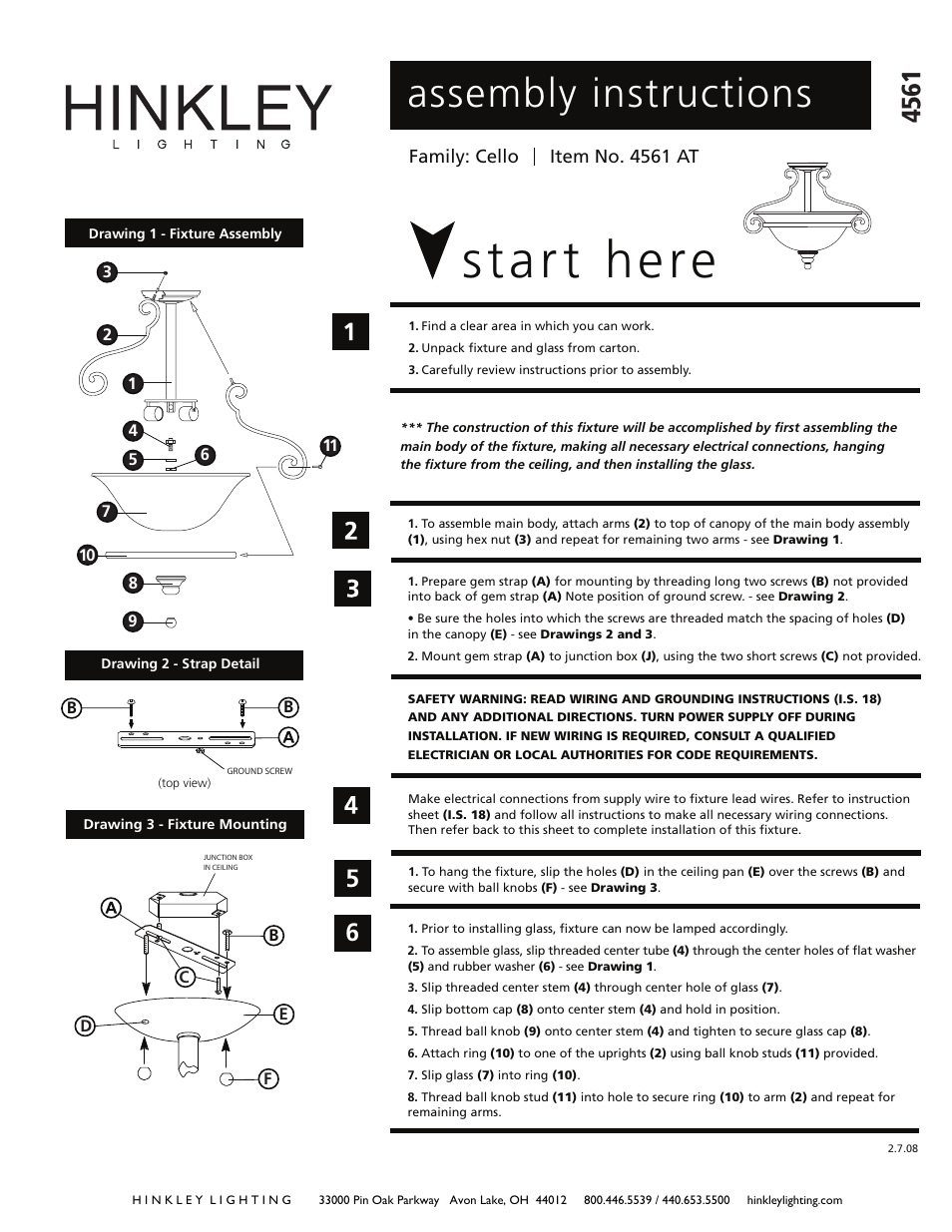 Hinkley Lighting CELLO 4561AT User Manual | 2 pages