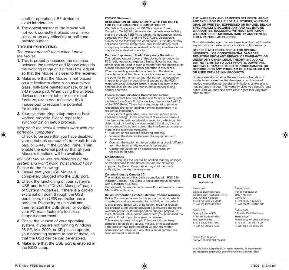 Belkin P74749EA User Manual | Page 2 / 2