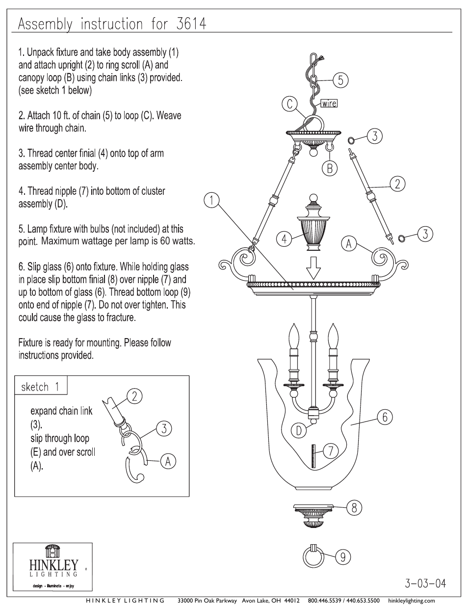 Hinkley Lighting CAMBRIDGE 3614PW User Manual | 2 pages
