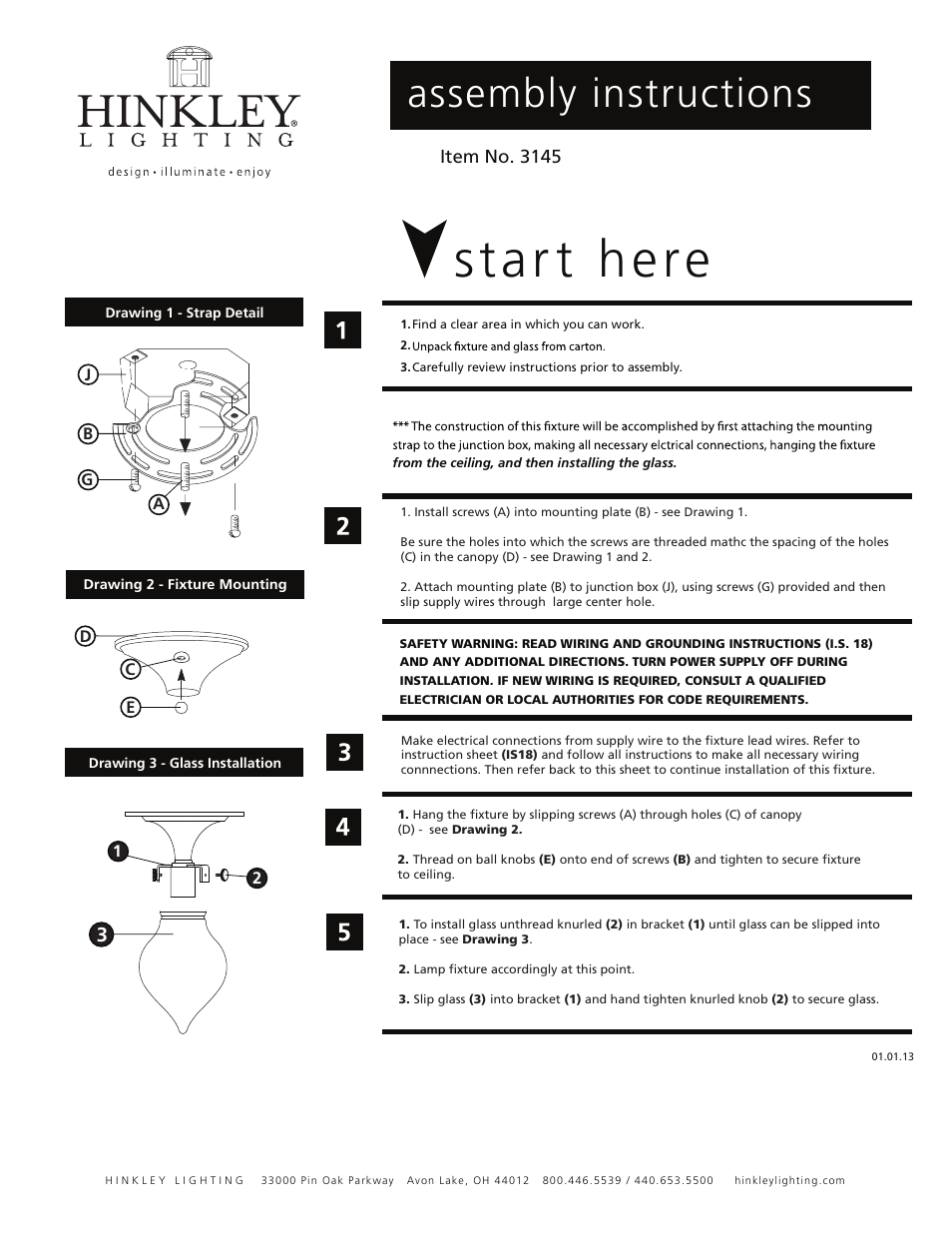 Hinkley Lighting CONGRESS 3145 User Manual | 2 pages