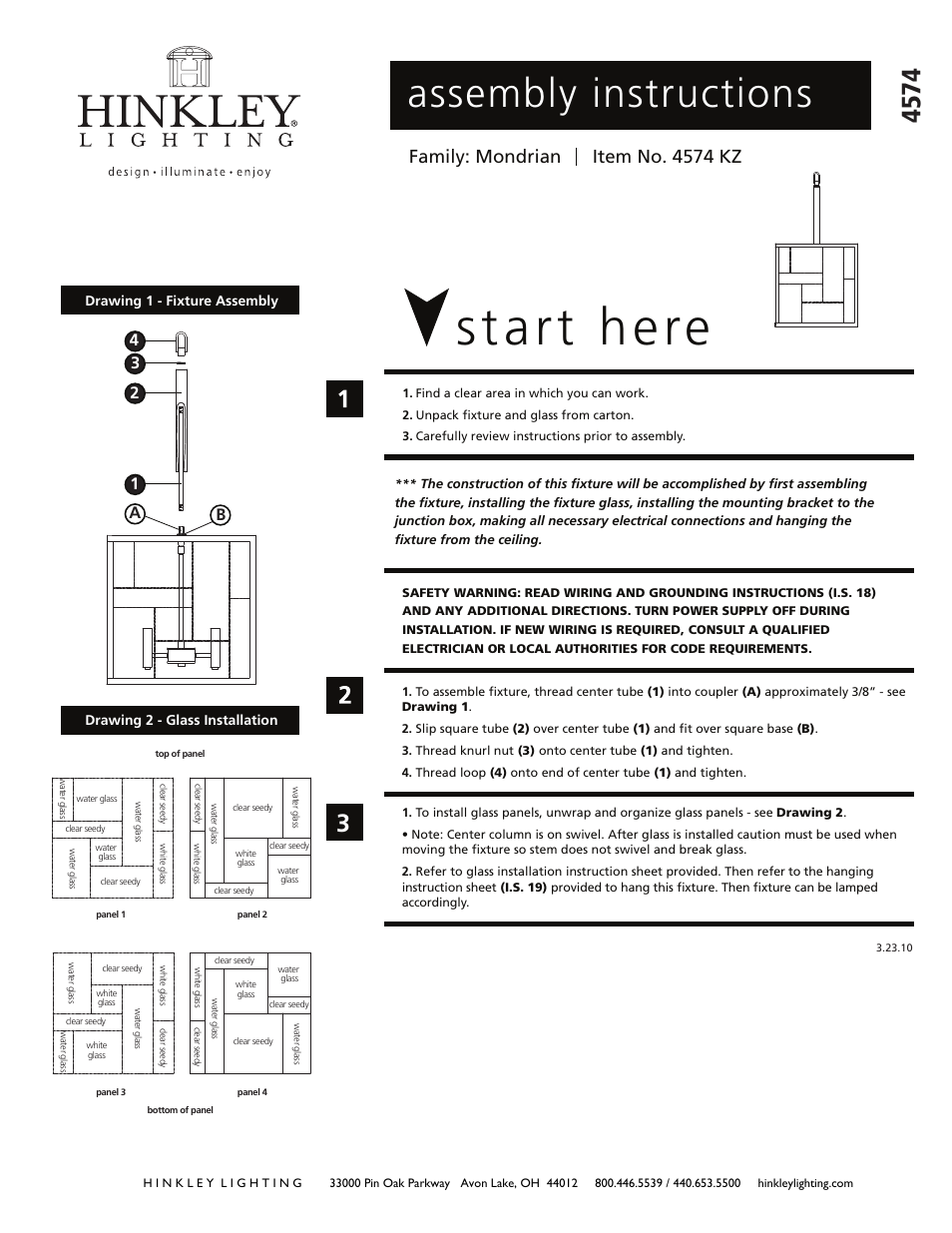 Hinkley Lighting MONDRIAN 4574KZ User Manual | 2 pages