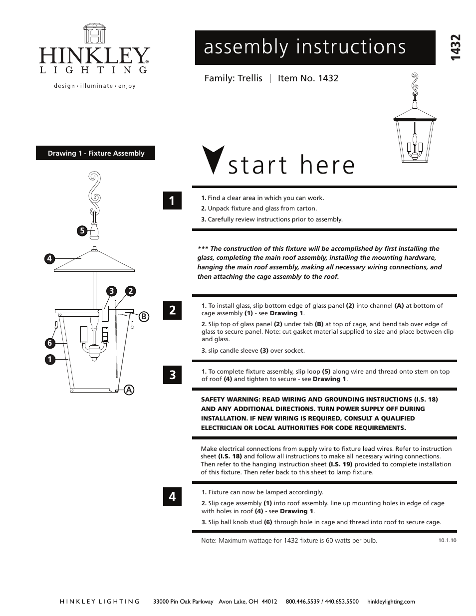Hinkley Lighting TRELLIS 1432 User Manual | 2 pages