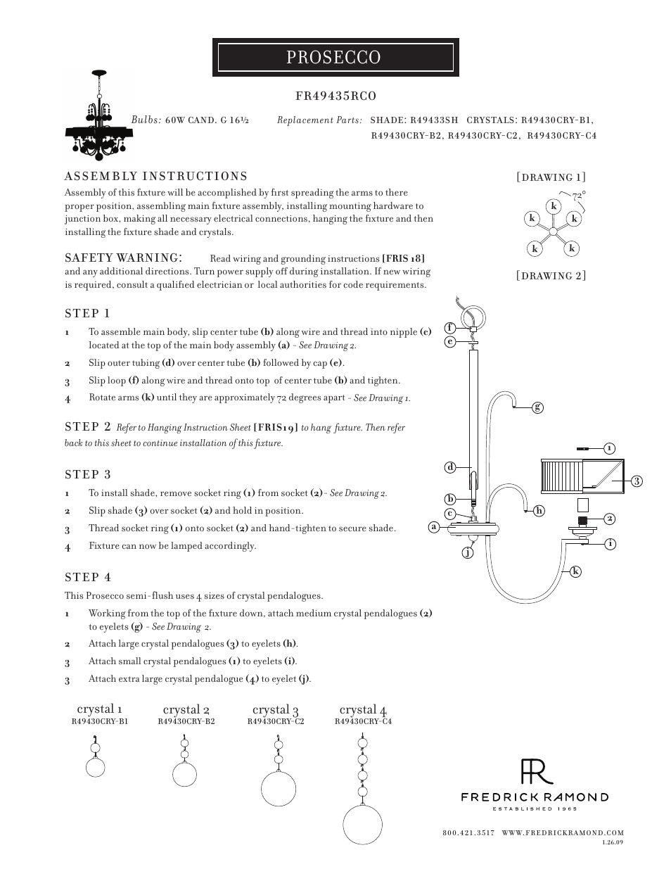 Hinkley Lighting PROSECCO FR49435RCO User Manual | 1 page