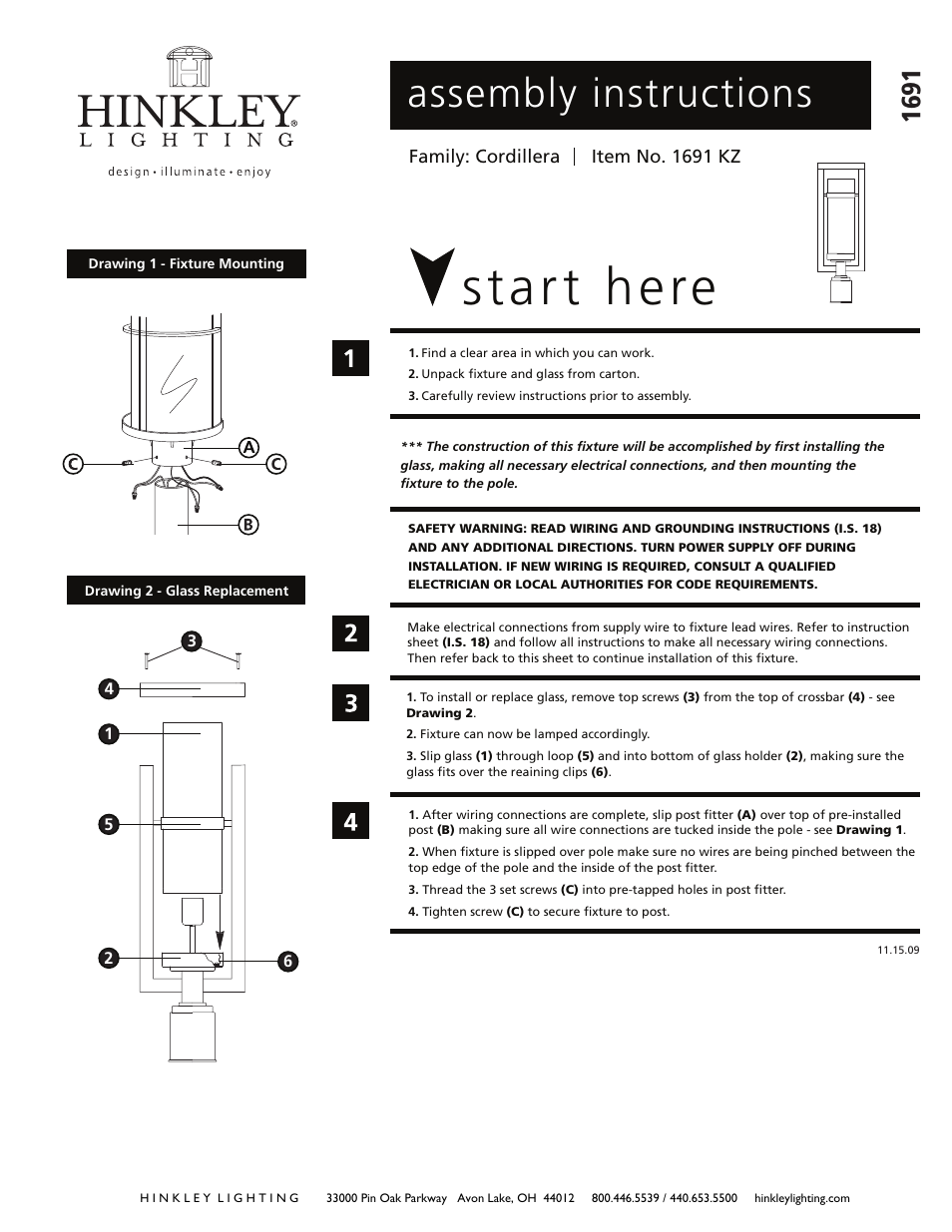 Hinkley Lighting CORDILLERA 1691KZ User Manual | 2 pages