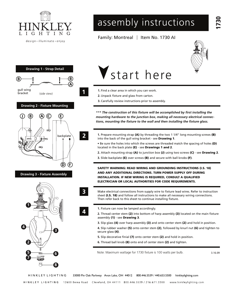 Hinkley Lighting MONTREAL 1730AI User Manual | 3 pages
