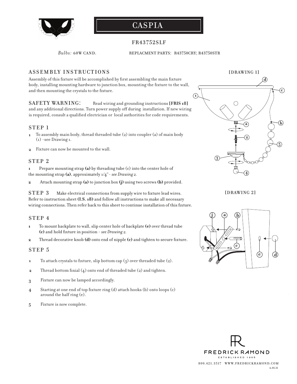 Hinkley Lighting CASPIA FR43752SLF User Manual | 1 page