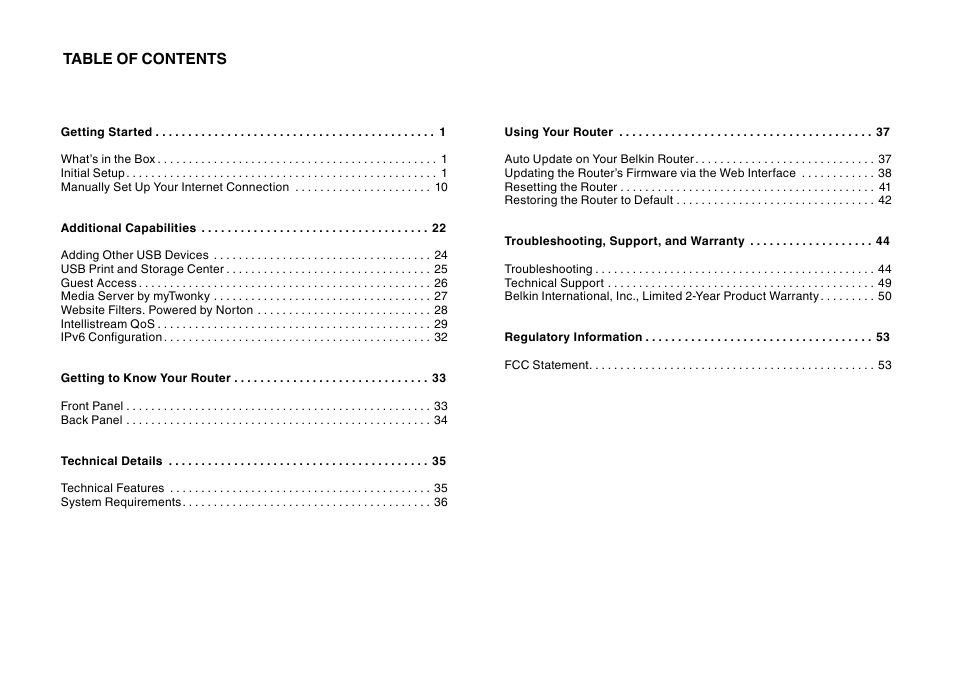 Belkin N600 DB User Manual | Page 2 / 59