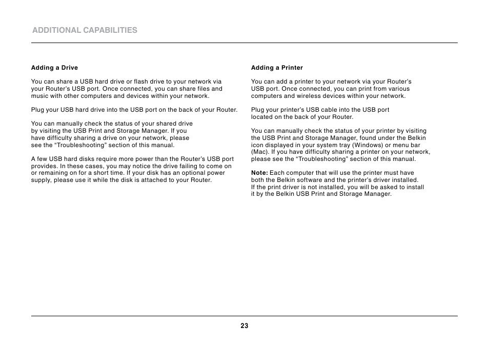 Additional capabilities | Belkin N600 DB User Manual | Page 25 / 59