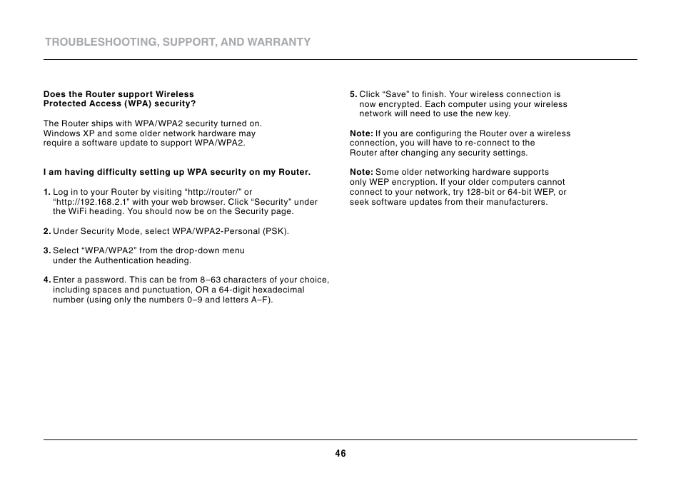Troubleshooting, support, and warranty | Belkin N600 DB User Manual | Page 48 / 59