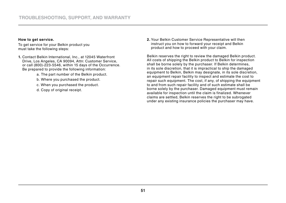 Troubleshooting, support, and warranty | Belkin N600 DB User Manual | Page 53 / 59