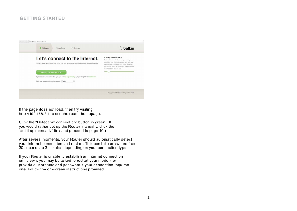 Getting started | Belkin N600 DB User Manual | Page 6 / 59