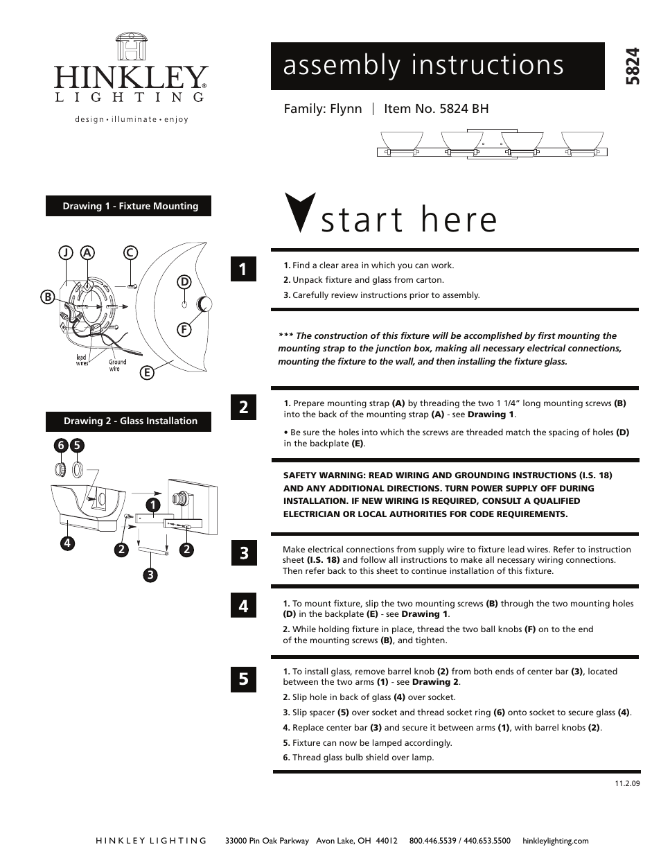 Hinkley Lighting FLYNN 5824BH User Manual | 2 pages