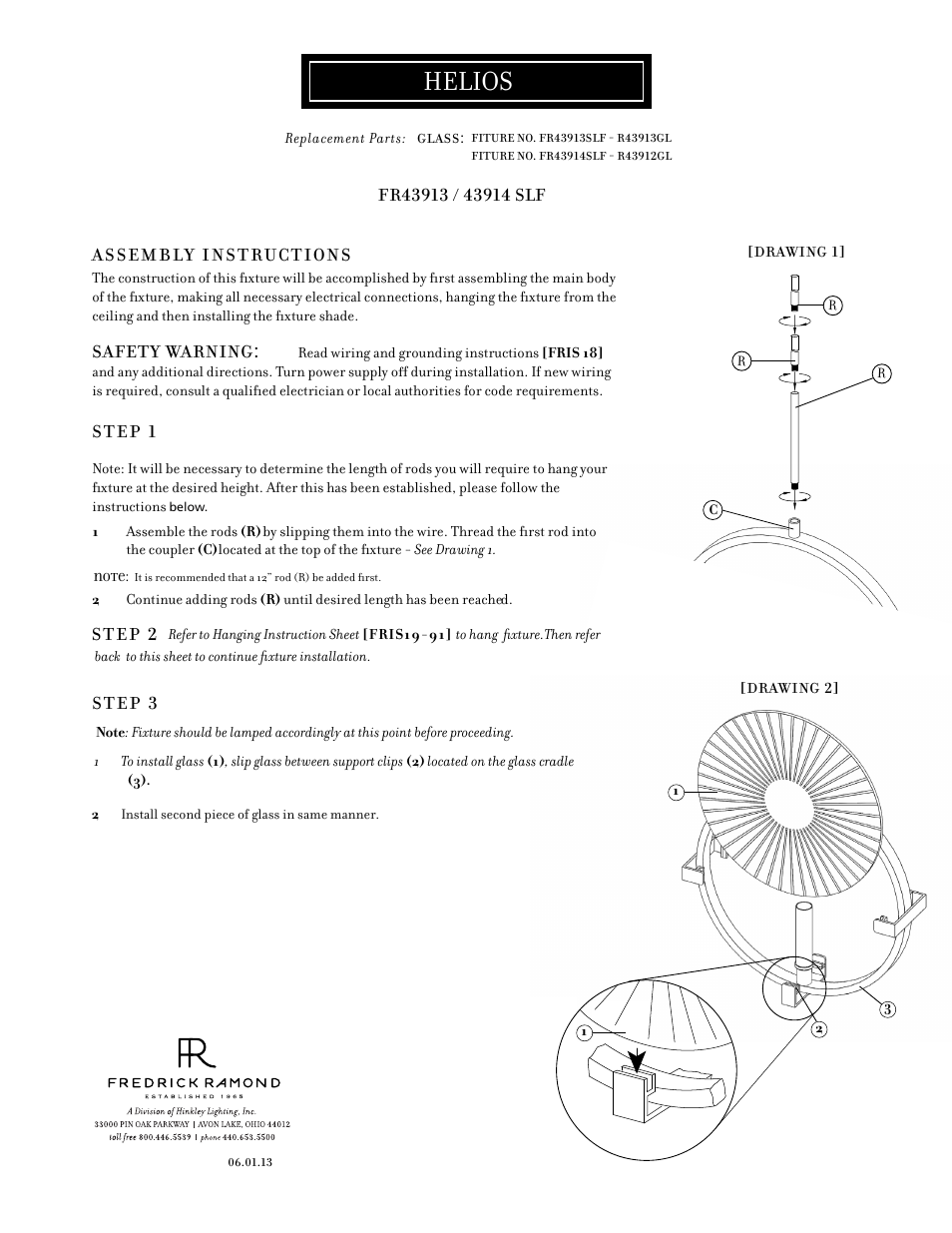 Hinkley Lighting HELIOS FR43914SLF User Manual | 2 pages