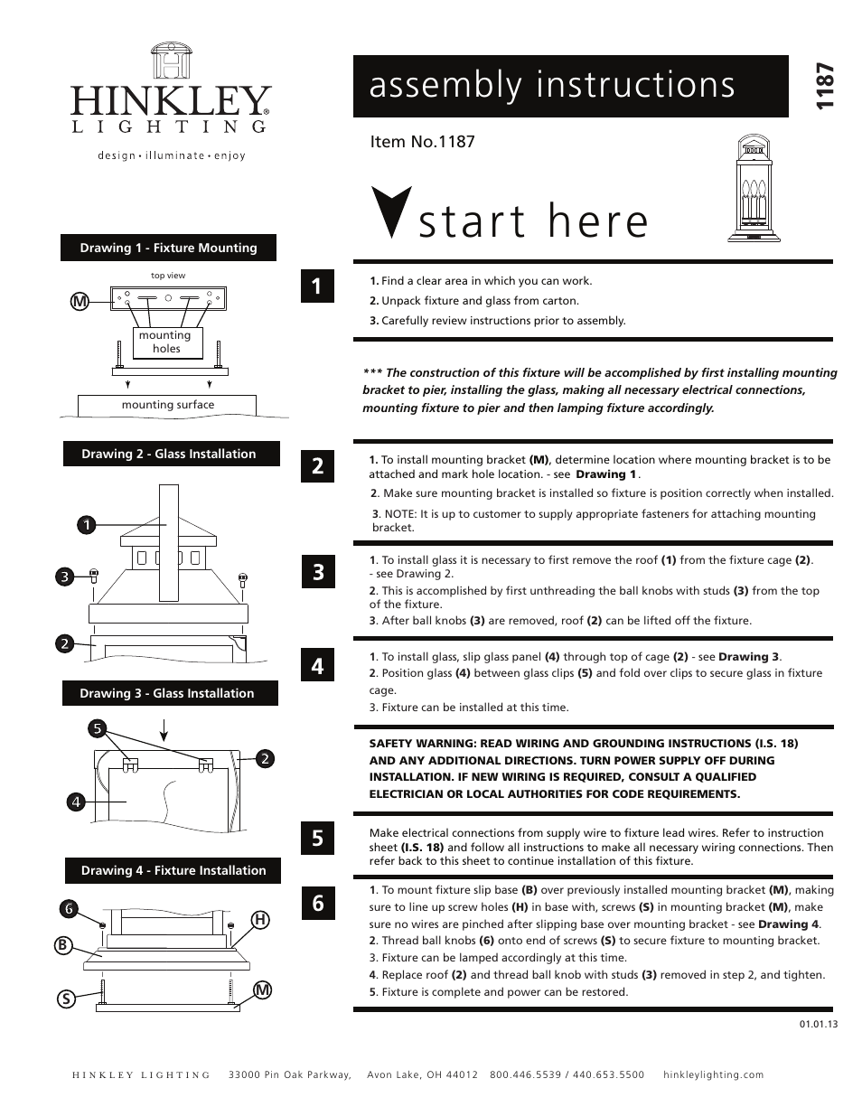 Hinkley Lighting REVERE 1187SN User Manual | 2 pages