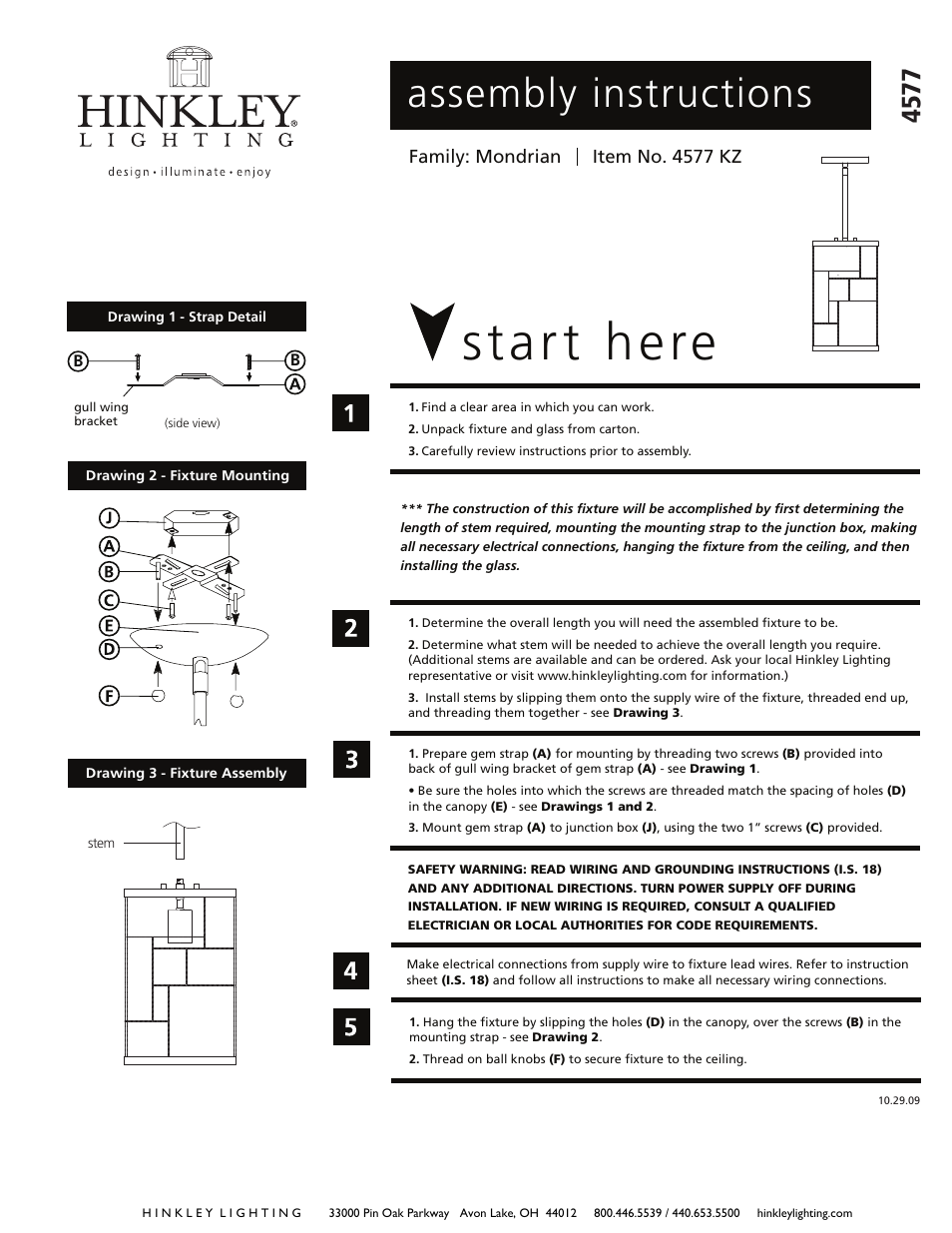 Hinkley Lighting MONDRIAN 4577KZ User Manual | 2 pages