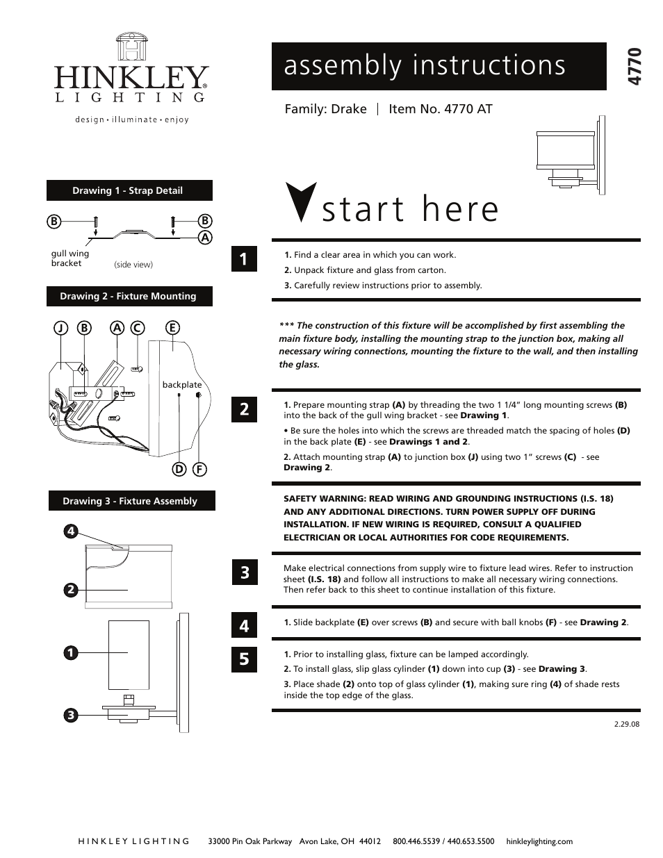 Hinkley Lighting CARLTON 4770SH User Manual | 2 pages