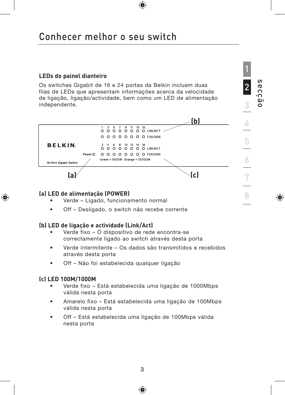 Introdução, Conhecer melhor o seu switch, Se cз г o | Belkin Gibagbit Switch F5D5141uk16 User Manual | Page 119 / 266