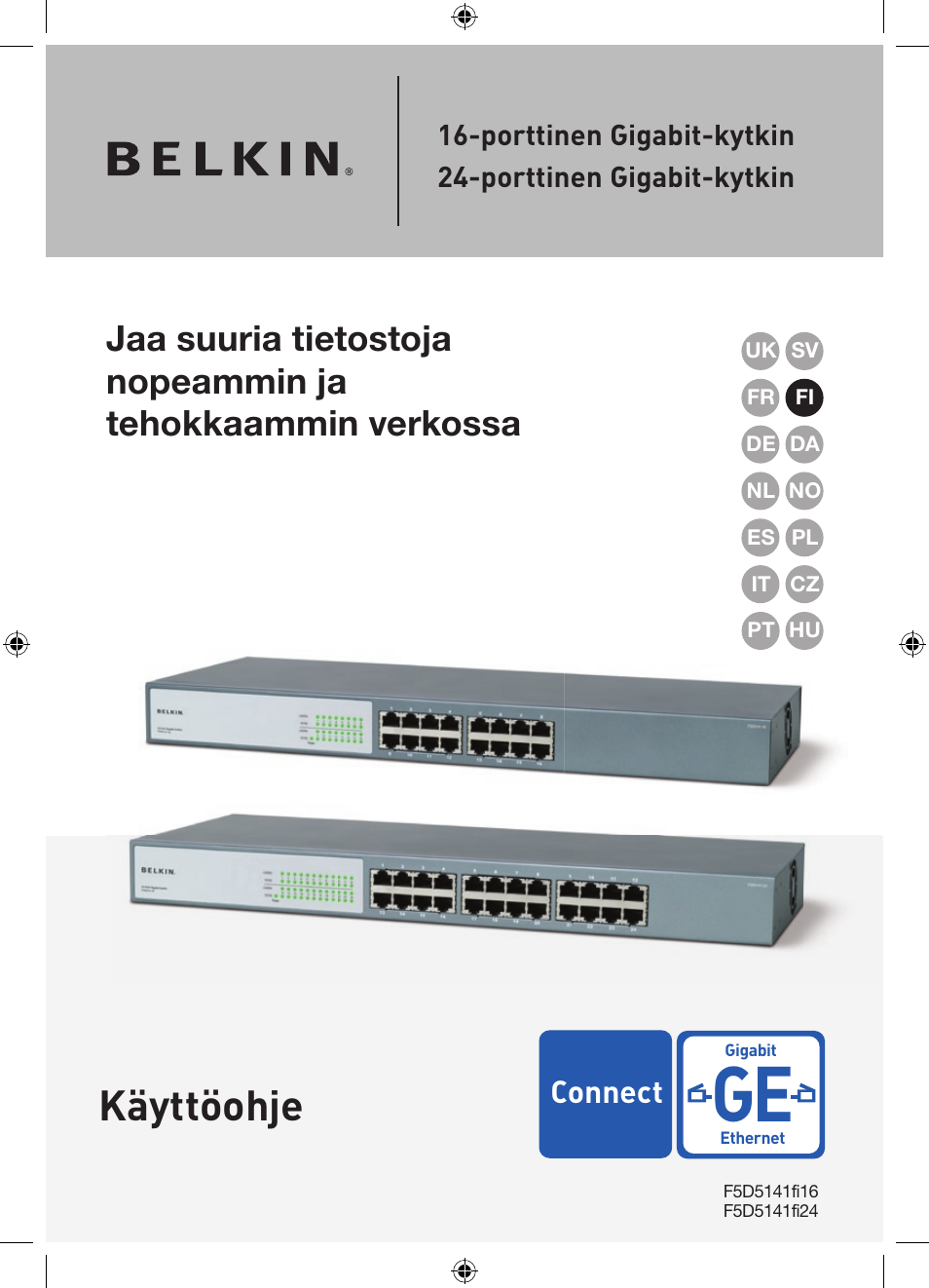 Käyttöohje | Belkin Gibagbit Switch F5D5141uk16 User Manual | Page 153 / 266