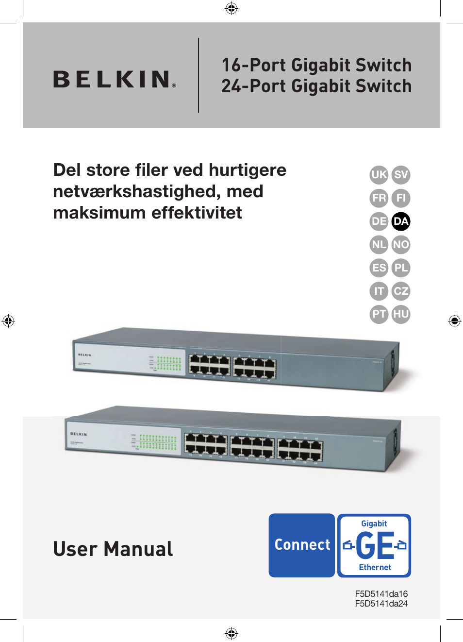 User manual, Port gigabit switch 24-port gigabit switch | Belkin Gibagbit Switch F5D5141uk16 User Manual | Page 172 / 266