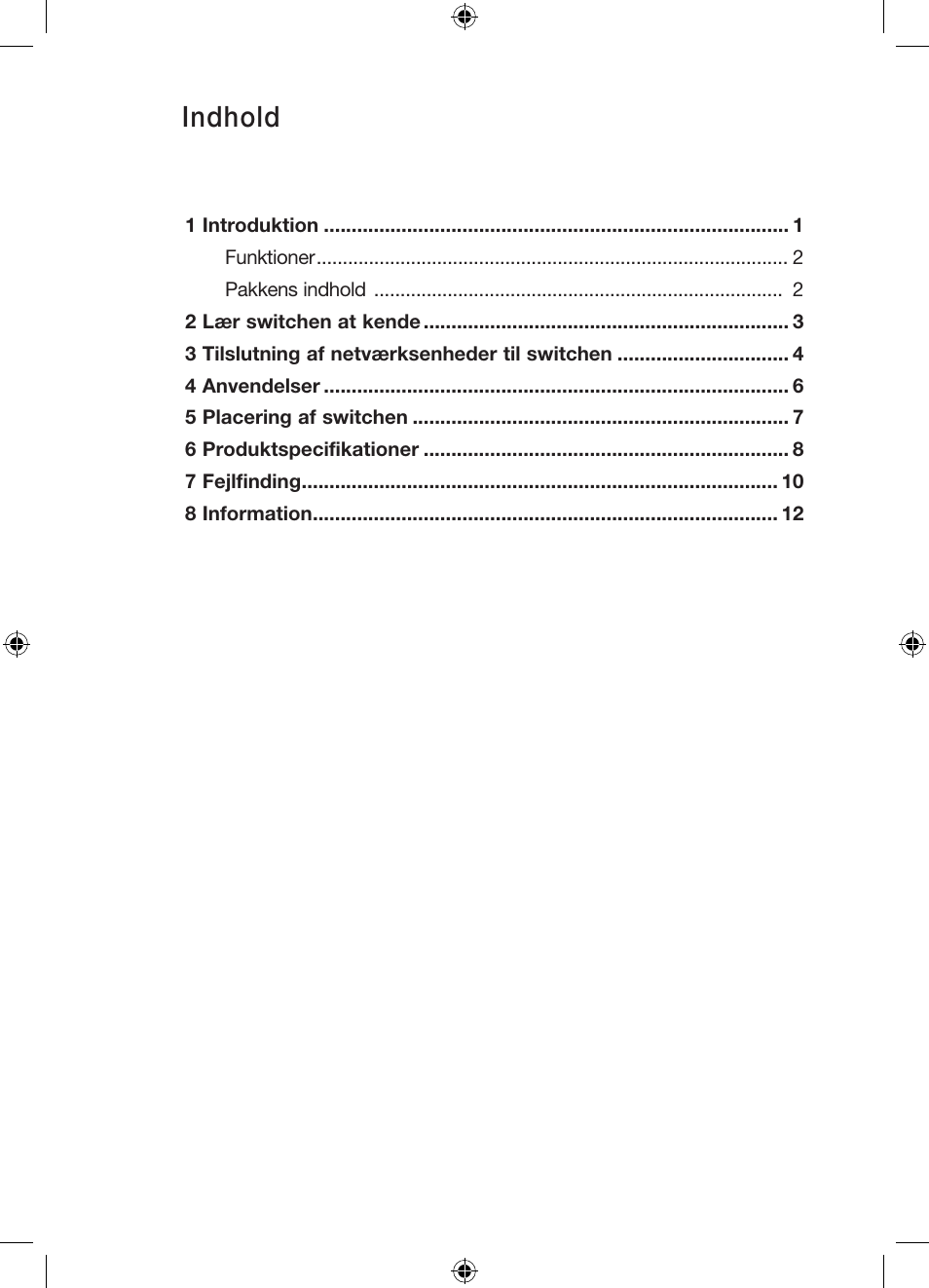 Indhold | Belkin Gibagbit Switch F5D5141uk16 User Manual | Page 173 / 266