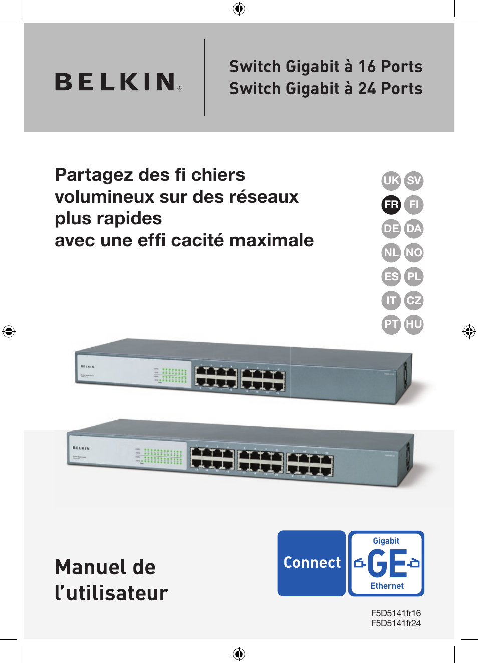 Manuel de l’utilisateur | Belkin Gibagbit Switch F5D5141uk16 User Manual | Page 20 / 266