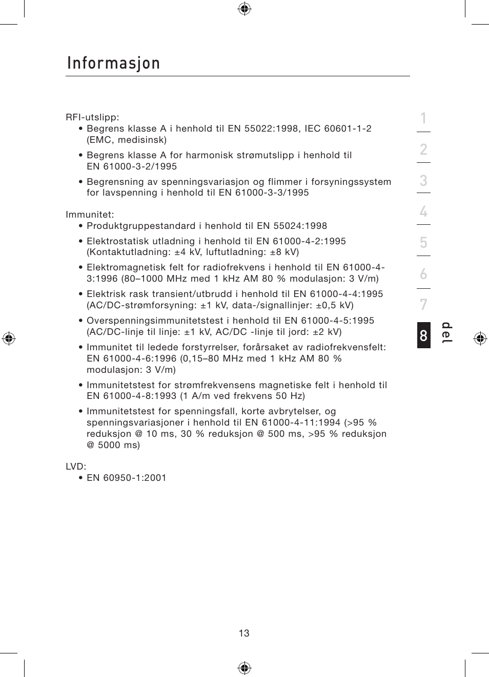 Informasjon, De l | Belkin Gibagbit Switch F5D5141uk16 User Manual | Page 205 / 266