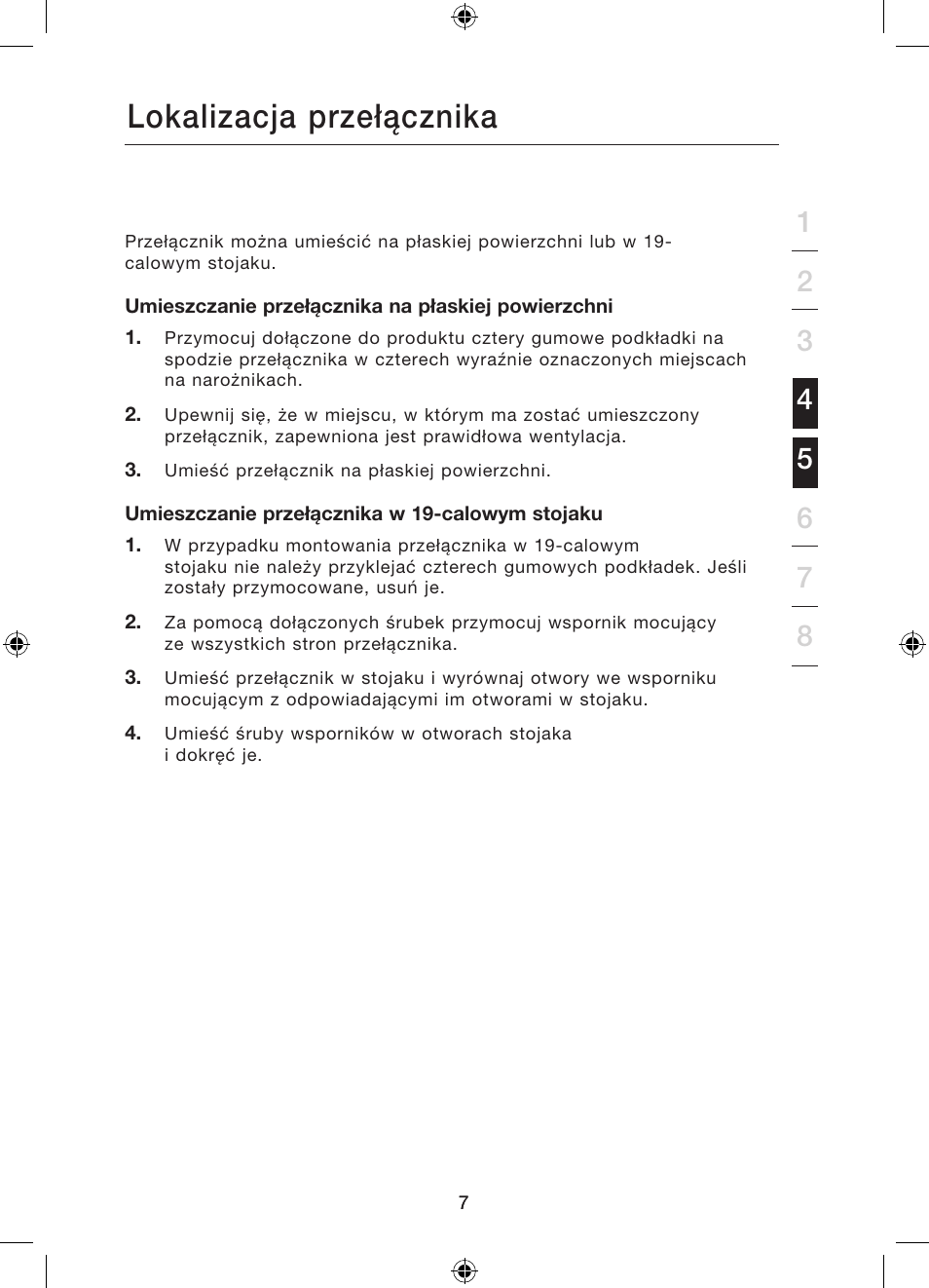 Lokalizacja przełącznika | Belkin Gibagbit Switch F5D5141uk16 User Manual | Page 218 / 266